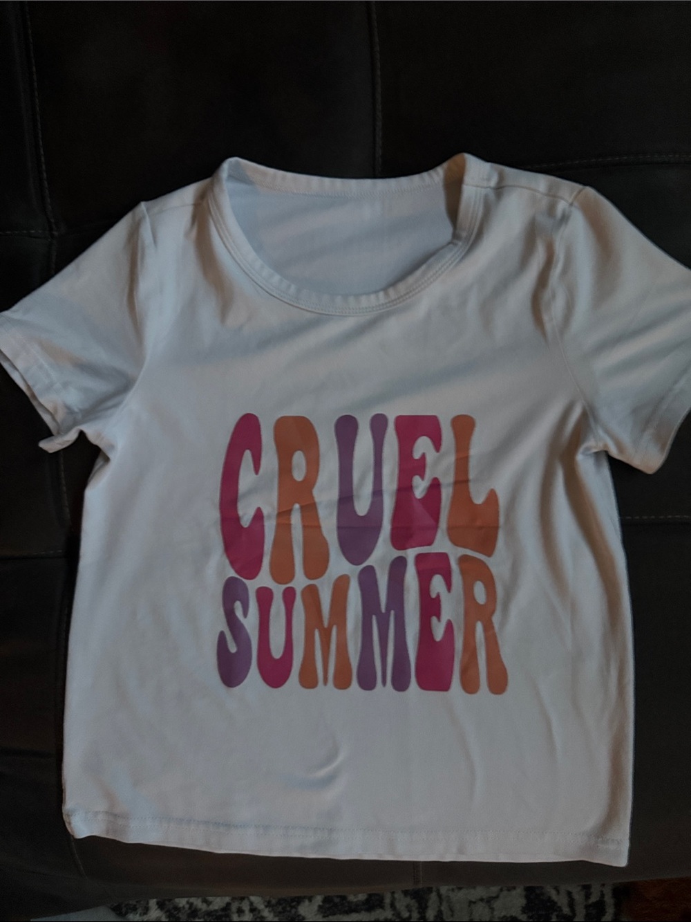 Cruel Summer Graphic Kids Tee - White with Pink & Orange Print